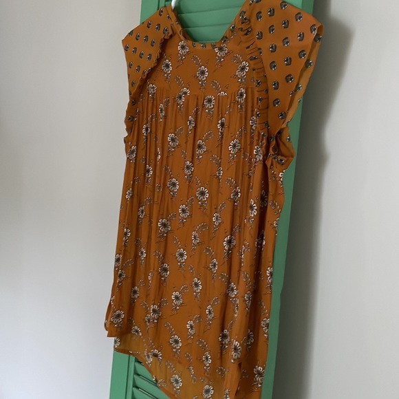 Loft Mustard Boho Lightweight Short Sleeve Blouse - Picture 3 of 9